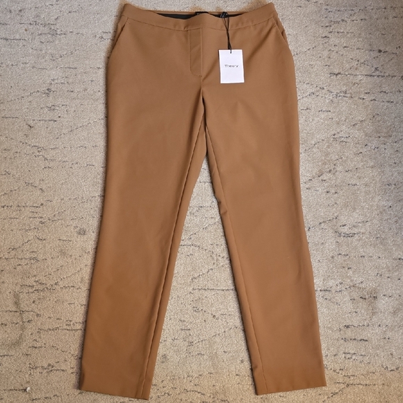 Theory Thaniel Deep Hazelnut Kenett Elastic Pull On Strech Slim Pants, S/ 4 NWT - Picture 4 of 16